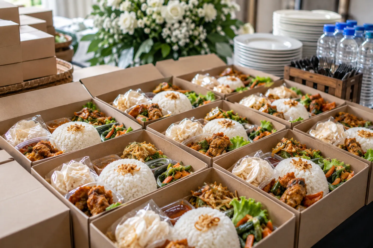 Pesanan catering nasi box dalam jumlah banyak untuk meeting dan acara kantor